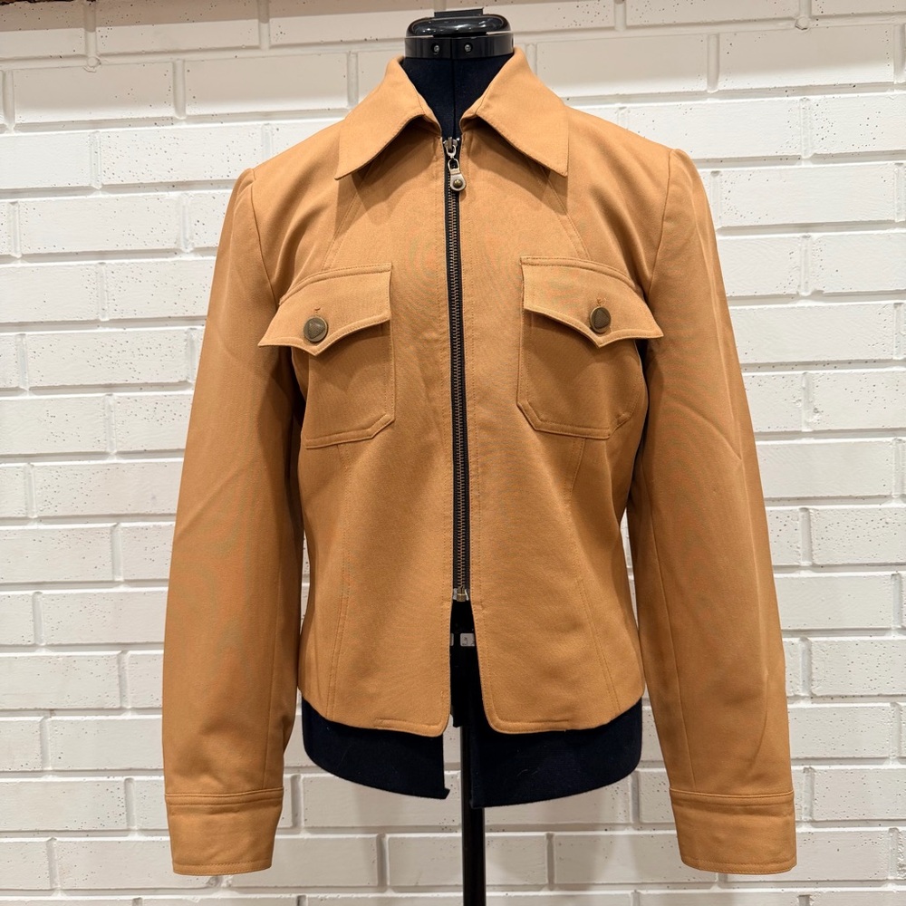 Gantos Women’s Camel Utility Jacket Size 6 Zip Front Pocketed Workwear
